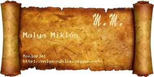 Malya Miklós névjegykártya
